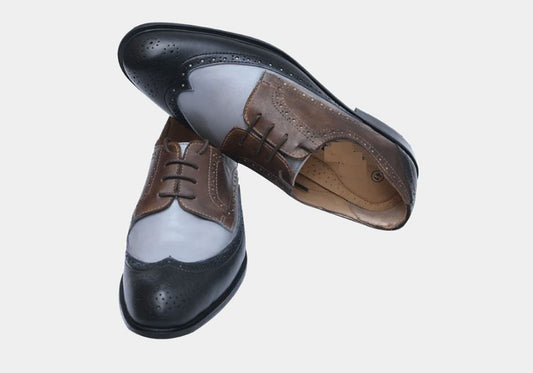 Handmade Multi Color Genuine Leather Wing Tip Brogues Stylish Oxfords Dress Shoes For Men's