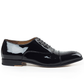Handmade Black Color Original Patent Leather Stylish Oxfords Lace Up Cap Toe  Brogue Shoes For Men's