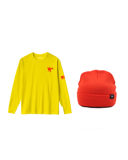 Yellow Moose Signature Full Sleeve Shirt & Striking Orange Cap Set