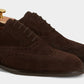 Handmade Brown Color Original Suede Stylish Wing Tip Brogue Lace Up  Shoes For Men's