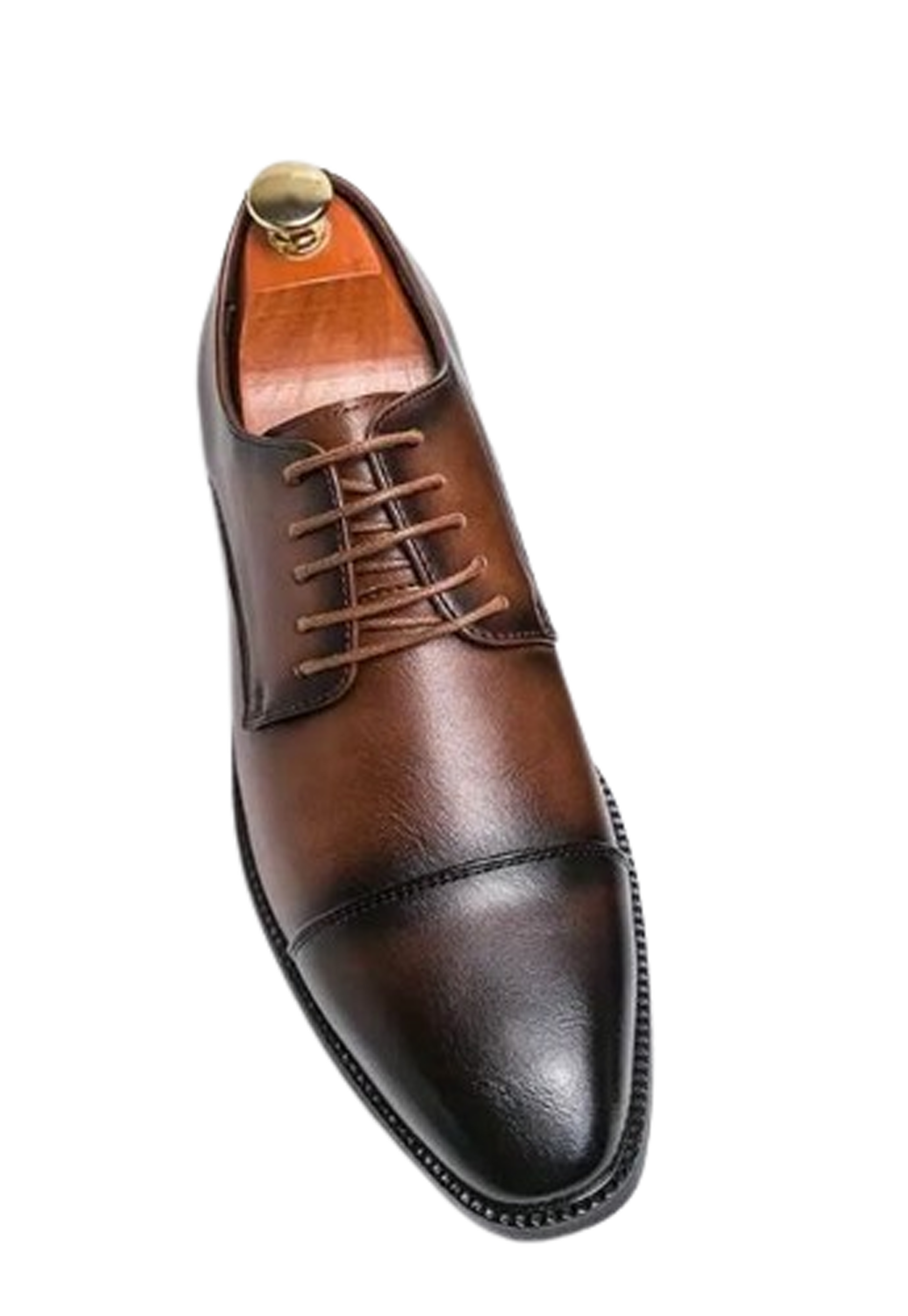 Handmade Brown Color  Original Oxford Leather Stylish Cap Toe Lace Up Shoes For Men's