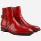 Handmade Red Color Genuine Calf Leather High Ankle Stylish Two Side Zipper Boots For Men's