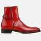 Handmade Red Color Genuine Calf Leather High Ankle Stylish Two Side Zipper Boots For Men's