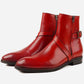 Handmade Red Color Genuine Calf Leather High Ankle Stylish Two Side Zipper Boots For Men's