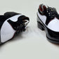 Handmade Black & White Color Patent Leather Stylish Apron Toe Lace Up Shoes For Men's