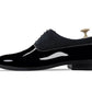Handmade Black Color Original Patent Leather & Suede Stylish Oxfords Lace Up Derby Shoes For Men's