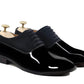 Handmade Black Color Original Patent Leather & Suede Stylish Oxfords Lace Up Derby Shoes For Men's