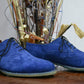 Handmade Blue Color Genuine Leather Brogue's Stylish Wing Tip Lace Up Oxfords Dress Shoes For Men's