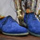 Handmade Blue Color Genuine Leather Brogue's Stylish Wing Tip Lace Up Oxfords Dress Shoes For Men's