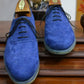 Handmade Blue Color Genuine Leather Brogue's Stylish Wing Tip Lace Up Oxfords Dress Shoes For Men's