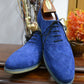 Handmade Blue Color Genuine Leather Brogue's Stylish Wing Tip Lace Up Oxfords Dress Shoes For Men's