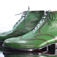 Handmade Green Color Genuine Calf Leather Half Ankle Stylish Wing Tip Brogue's Boots For Men's