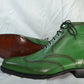 Handmade Green Color Genuine Calf Leather Half Ankle Stylish Wing Tip Brogue's Boots For Men's