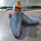 Handmade Dark Blue Color Genuine Leather Brogue's Stylish Wing Tip Lace Up Oxfords Dress Shoes For Men's