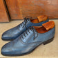Handmade Dark Blue Color Genuine Leather Brogue's Stylish Wing Tip Lace Up Oxfords Dress Shoes For Men's