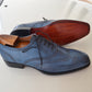 Handmade Dark Blue Color Genuine Leather Brogue's Stylish Wing Tip Lace Up Oxfords Dress Shoes For Men's