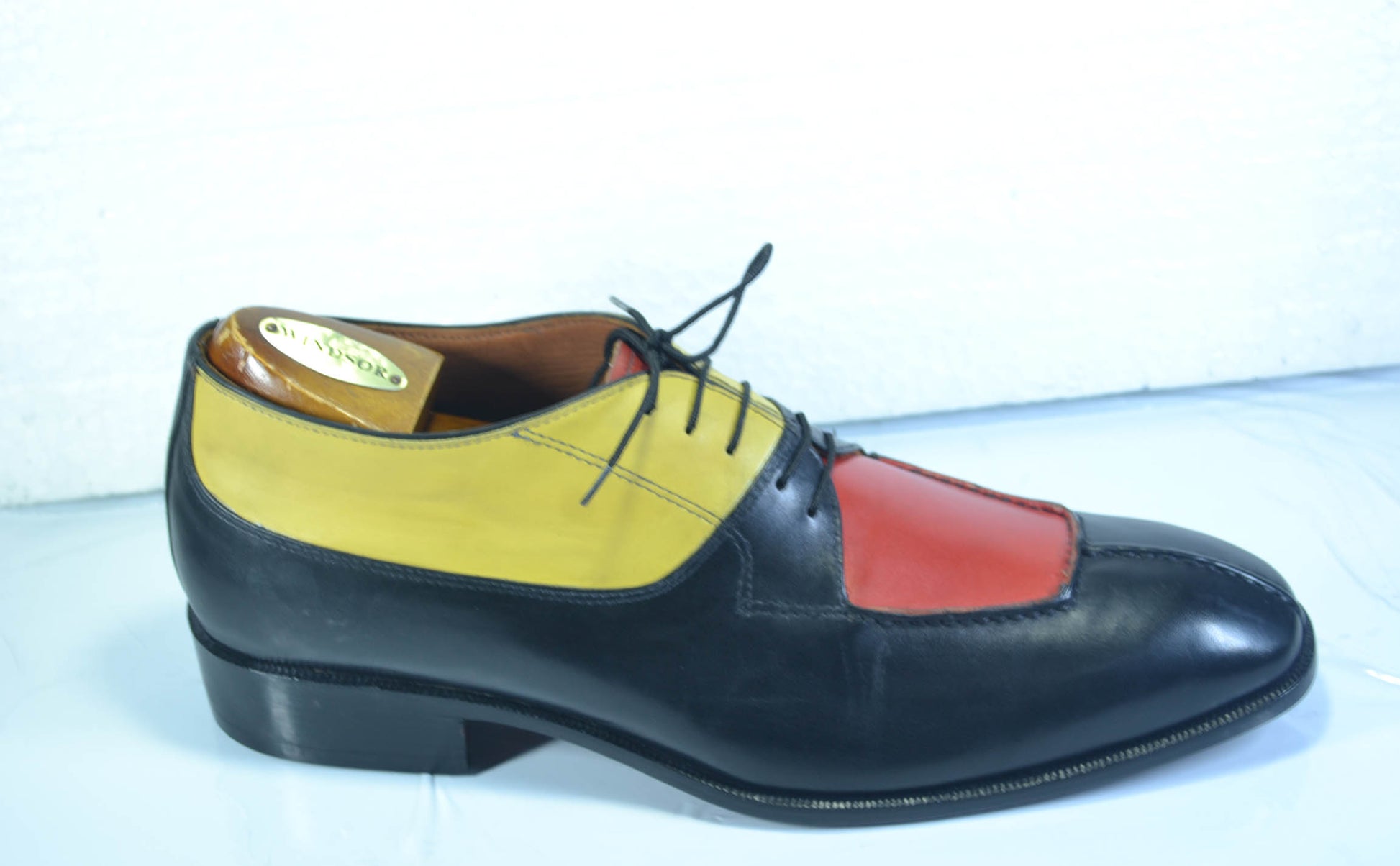 Handmade Multi Color Genuine Leather Split Toe Stylish Oxfords Dress Shoes For Men's