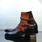 Handmade Black & Burgundy Color Genuine Calf Leather High Ankle Stylish Rounded Strap Jodhpurs Boots For Men's