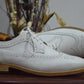 Handmade White Color Genuine Leather Wing Tip Brogues Stylish Oxfords Dress Shoes For Men's