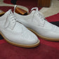 Handmade White Color Genuine Leather Wing Tip Brogues Stylish Oxfords Dress Shoes For Men's