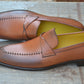 Handmade Brown Color Genuine Leather Stylish Loafers Apron Toe Split Toe Shoes For Men's