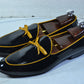 Handmade Black Color Genuine Patent Leather Stylish Apron Toe Loafers Shoes For Men's