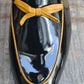 Handmade Black Color Genuine Patent Leather Stylish Apron Toe Loafers Shoes For Men's