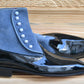 Handmade Black & Blue Genuine Patent Leather & Suede High Ankle Stylish Side Buttons Boots For Men's