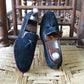 Handmade Dark Blue Color Genuine Suede Stylish Loafers Tasseled Shoes For Men's