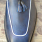 Handmade Dark Blue Color Genuine Leather Stylish Apron Toe Loafers Tasseled Shoes For Men's