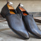 Handmade Black Color Genuine Leather Stylish Loafers Pumps Shoes For Men's