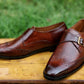Handmade Maroon Color Genuine Leather Dotted Stylish Wing Tip Oxfords Shoes For Men's