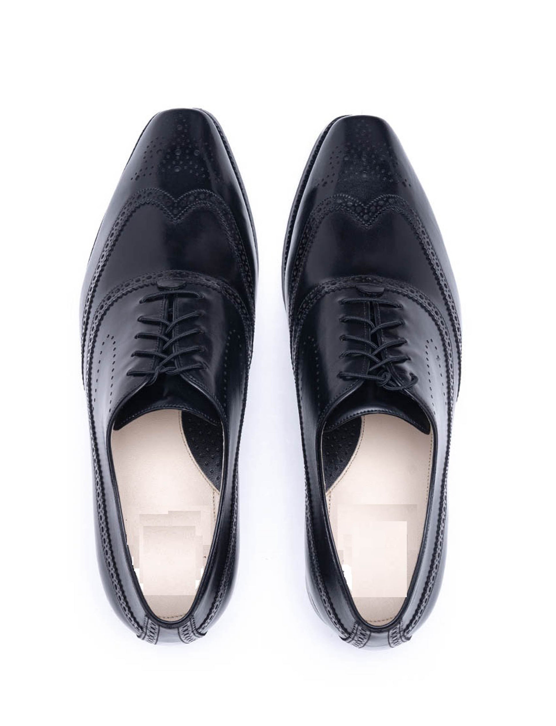 Handmade Black Color Genuine Leather Wing Tip Brogues Stylish Oxfords Dress Shoes For Men's