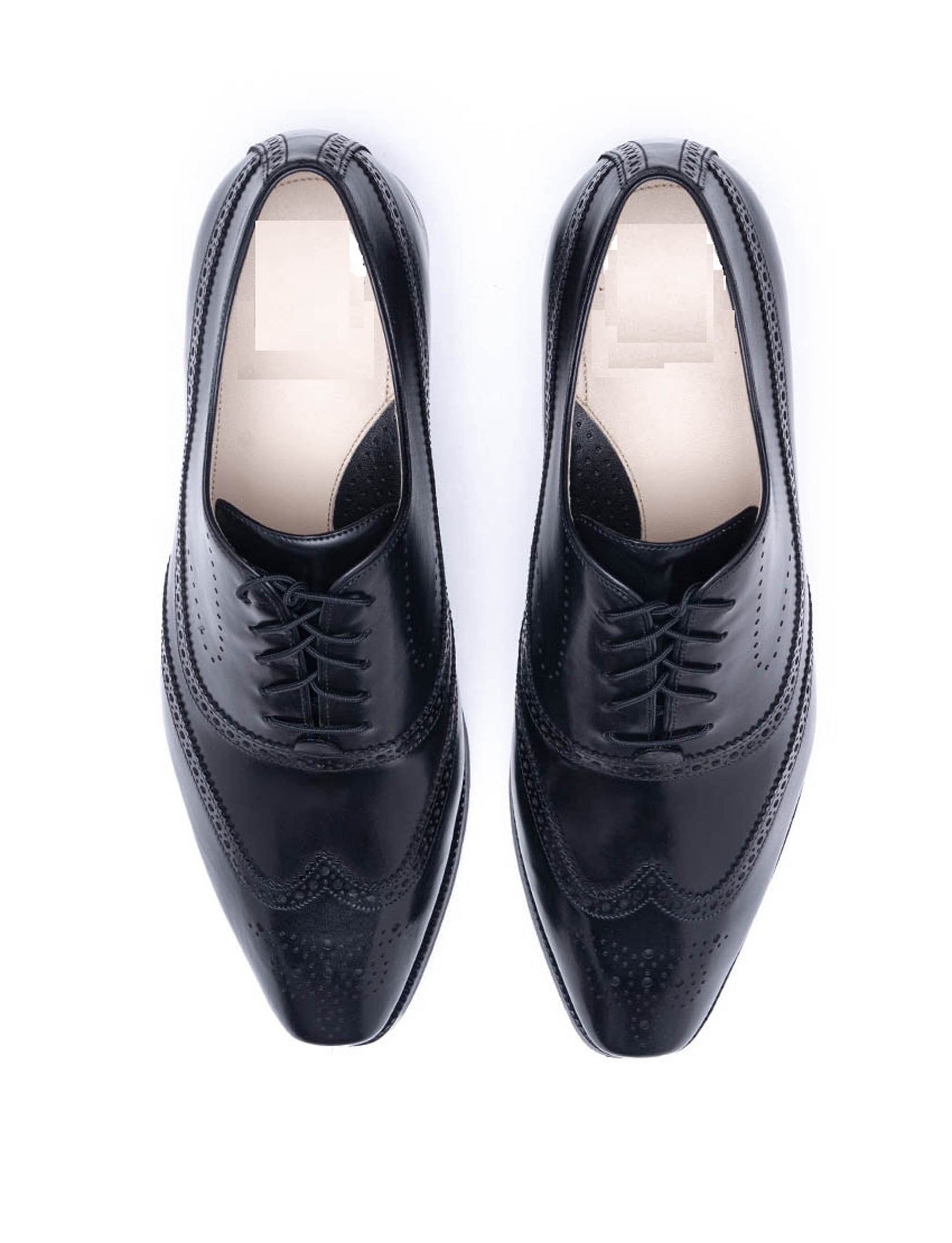 Handmade Black Color Genuine Leather Wing Tip Brogues Stylish Oxfords Dress Shoes For Men's