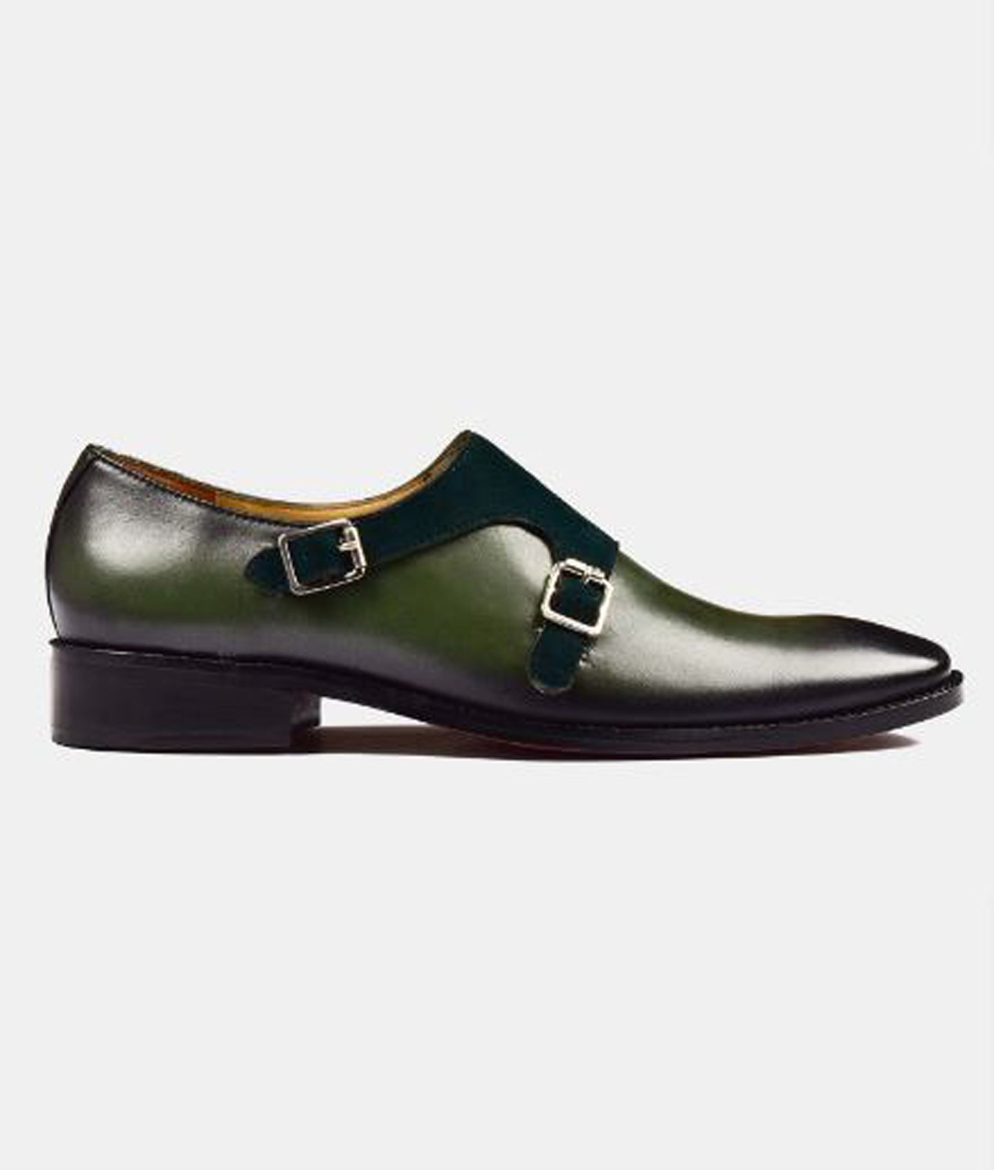 Handmade Dark Green & Black Shaded Color Genuine Alligator Textured Leather Slip On Tasseled Stylish Brogue Shoes For Men's