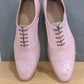 Handmade Baby Pink Color Genuine Leather Cap Toe Brogues Stylish Oxfords Dress Shoes For Men's