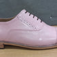 Handmade Baby Pink Color Genuine Leather Cap Toe Brogues Stylish Oxfords Dress Shoes For Men's