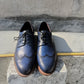 Handmade Dark Blue Color Genuine Leather Wing Tip Brogue's Stylish Oxfords Dress Shoes For Men's