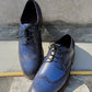 Handmade Dark Blue Color Genuine Leather Wing Tip Brogue's Stylish Oxfords Dress Shoes For Men's