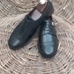Handmade Black Color Genuine Leather Stylish Cap Toe Buckle Shoes For Men's