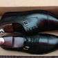 Handmade Black Color Genuine Leather Stylish Cap Toe Buckle Shoes For Men's