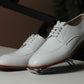 Handmade White Color Genuine Calf Leather Apron Toe Stylish Lace Up Dress Shoes For Men's