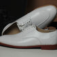 Handmade White Color Genuine Calf Leather Apron Toe Stylish Lace Up Dress Shoes For Men's