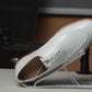 Handmade White Color Genuine Calf Leather Apron Toe Stylish Lace Up Dress Shoes For Men's