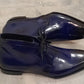 Handmade Navy Blue Color Genuine Patent Leather Stylish Chukka Lace Up  Boots For Men's