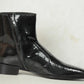 Handmade Black Color Genuine Fish textured Patent Leather Stylish Ankle Side Zipper Boots For Men's