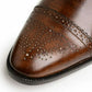 Handmade Brown Color Genuine Leather Cap Toe Brogue's Stylish Oxfords Dress Shoes For Men's