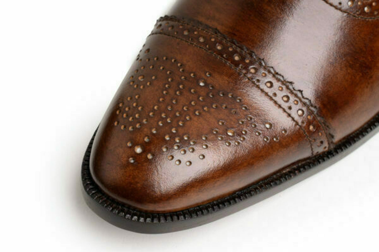 Handmade Brown Color Genuine Leather Cap Toe Brogue's Stylish Oxfords Dress Shoes For Men's