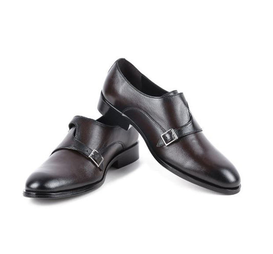 Handmade Chocolate Brown Color Genuine Calf Leather Stylish Monk Straps Oxfords Shoes For Men's