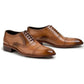 Handmade Tan Color Genuine Leather Brogue's  Cap Toe Lace Up Stylish Oxfords Dress Shoes For Men's